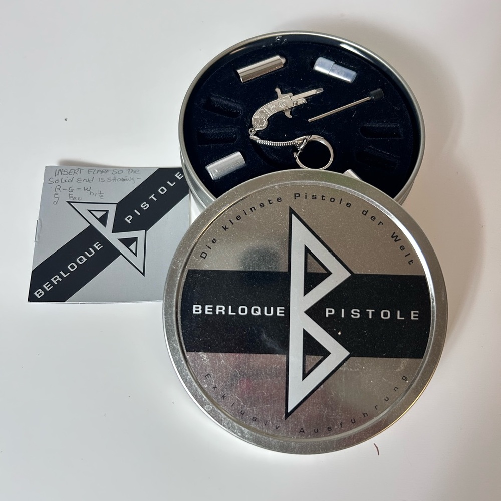 Vintage Berloque Pistol Keychain in Silver